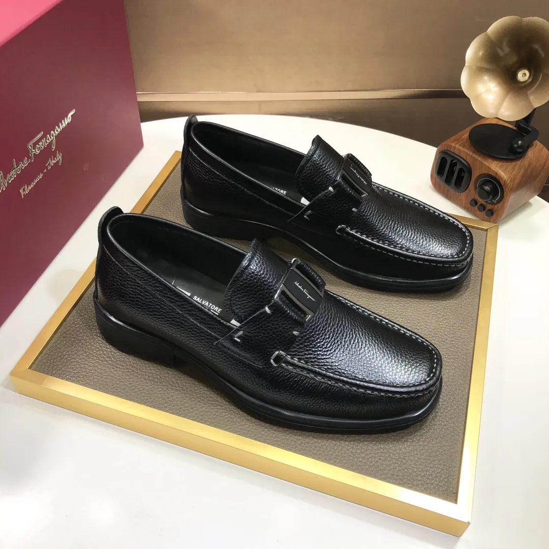 Men's shoes 💰500💰[Ferragamo/Ferragamo] The latest model in the counter. Original imported cowhide fabric + 🐂 water-dyed sheepskin lining + original luxury metal buckle + original combined outsole. Comparison without pressure 38--45 (45 is custom-made and cannot be returned or exchanged)